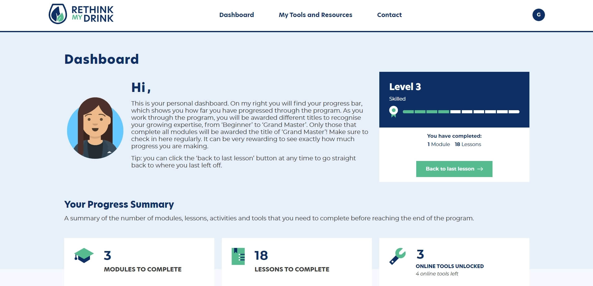 rethink my drink dashboard 9b62c69136644b7db05dc5f1bd7a9e64